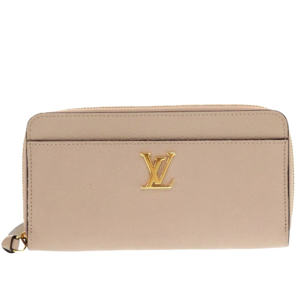 美品 ジッピー ロックミー M80674 長財布 レザー グレージュ LV 0858【中古】 レディース