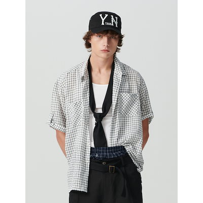 beyondcloset ソフトファブリックマリン半袖シャツ ホワイト