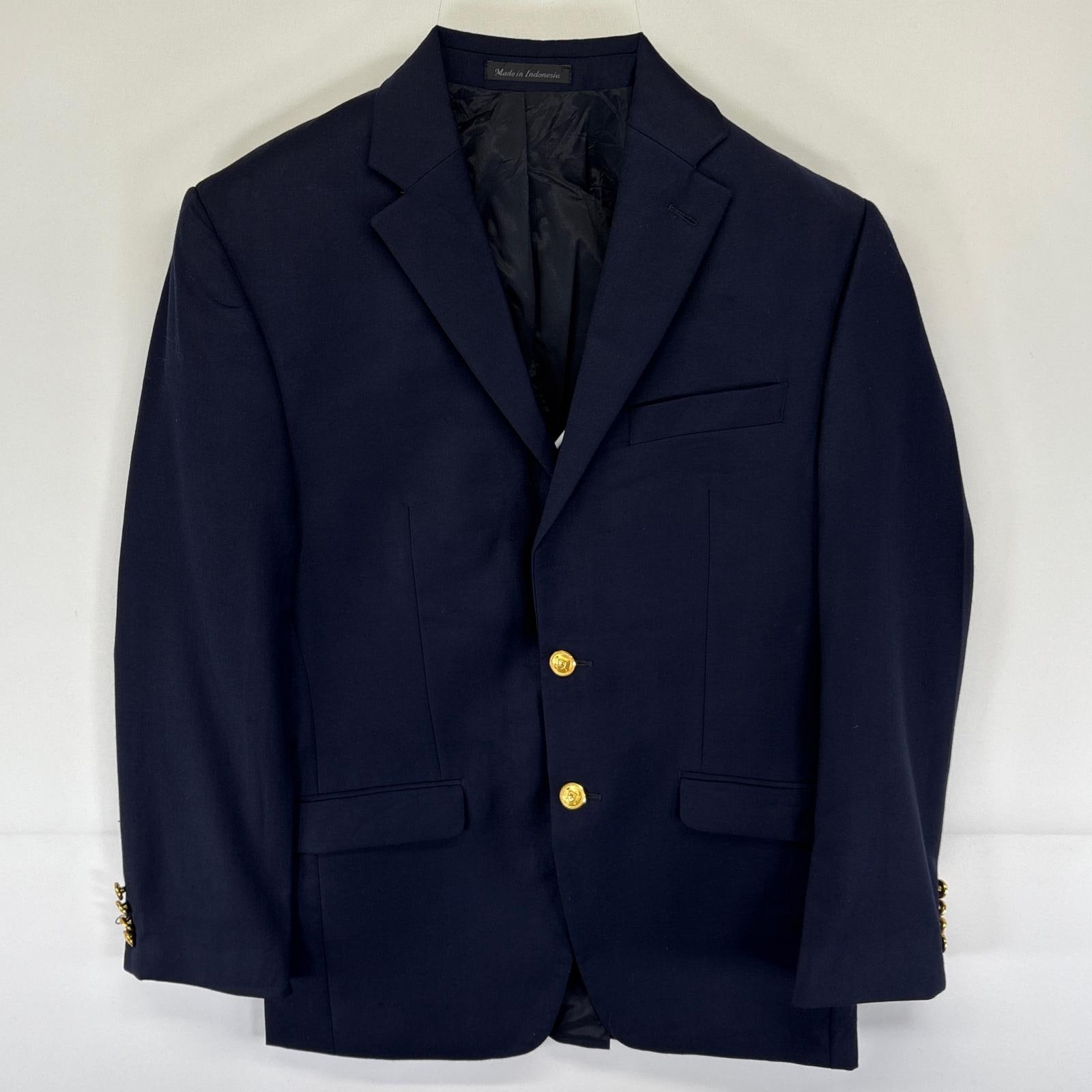 古着 ローレンラルフローレン LaurenRalphLauren テーラードジャケット ブレザー スーツ 金ボタン 36R ダークネイビー メンズ