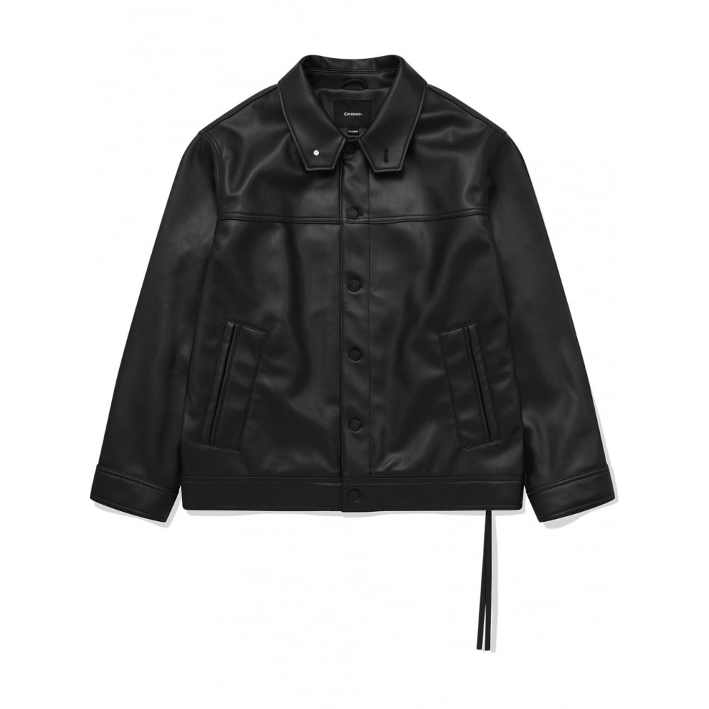 COVERNATビーガンレザートラッカージャケットブラック