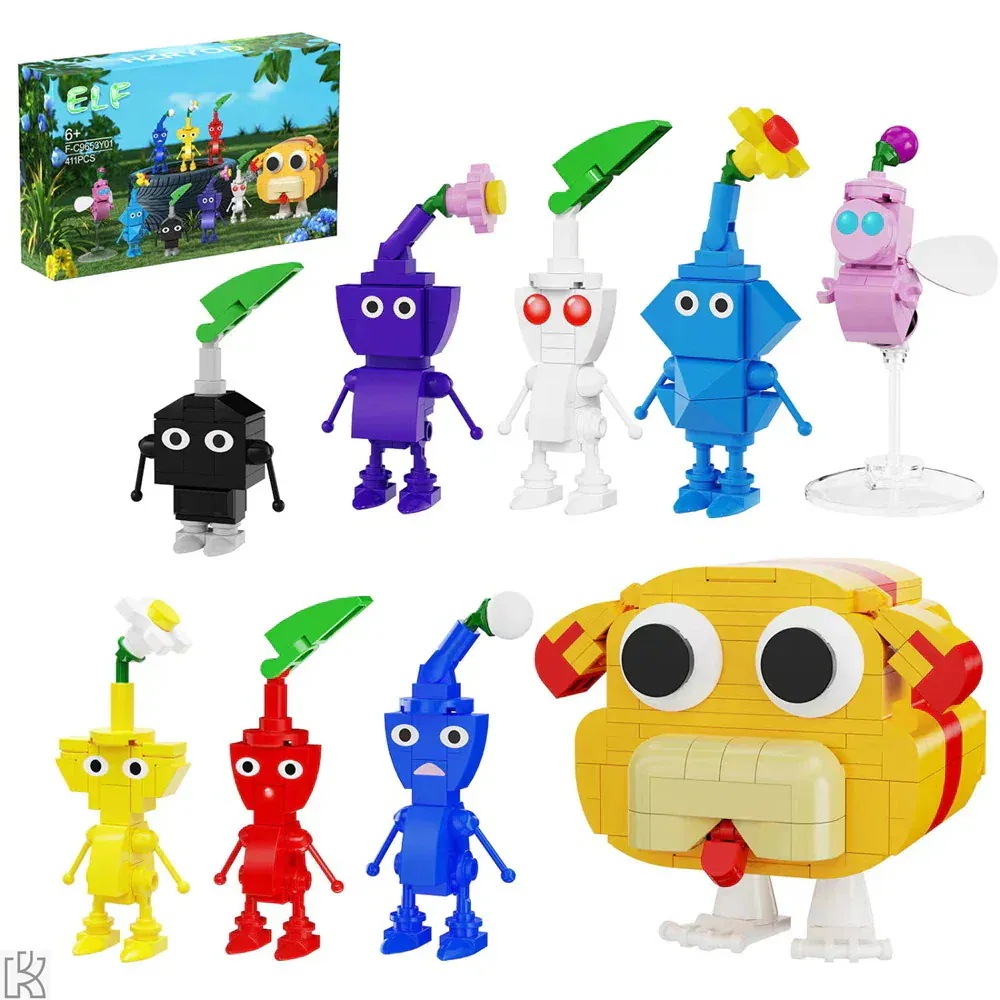 メガ割ピクミン ブロック おもちゃゲーム pikmin4 ビルディングブロックセット 411PCS MC 9in1 組み立てセット ミニナノレンガ 大人の子供向け建設セット ギフト クリスマスプレゼン
