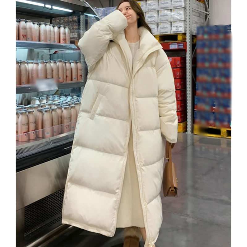 ダウンジャケット レディース ロングコート 冬服 厚手 ダウンコート 上品 カジュアル 膝丈 アウター 体型カバー 着痩せ シンプル スタイリッシュ スタンドカラー 防寒服 暖かい コート ジャケット