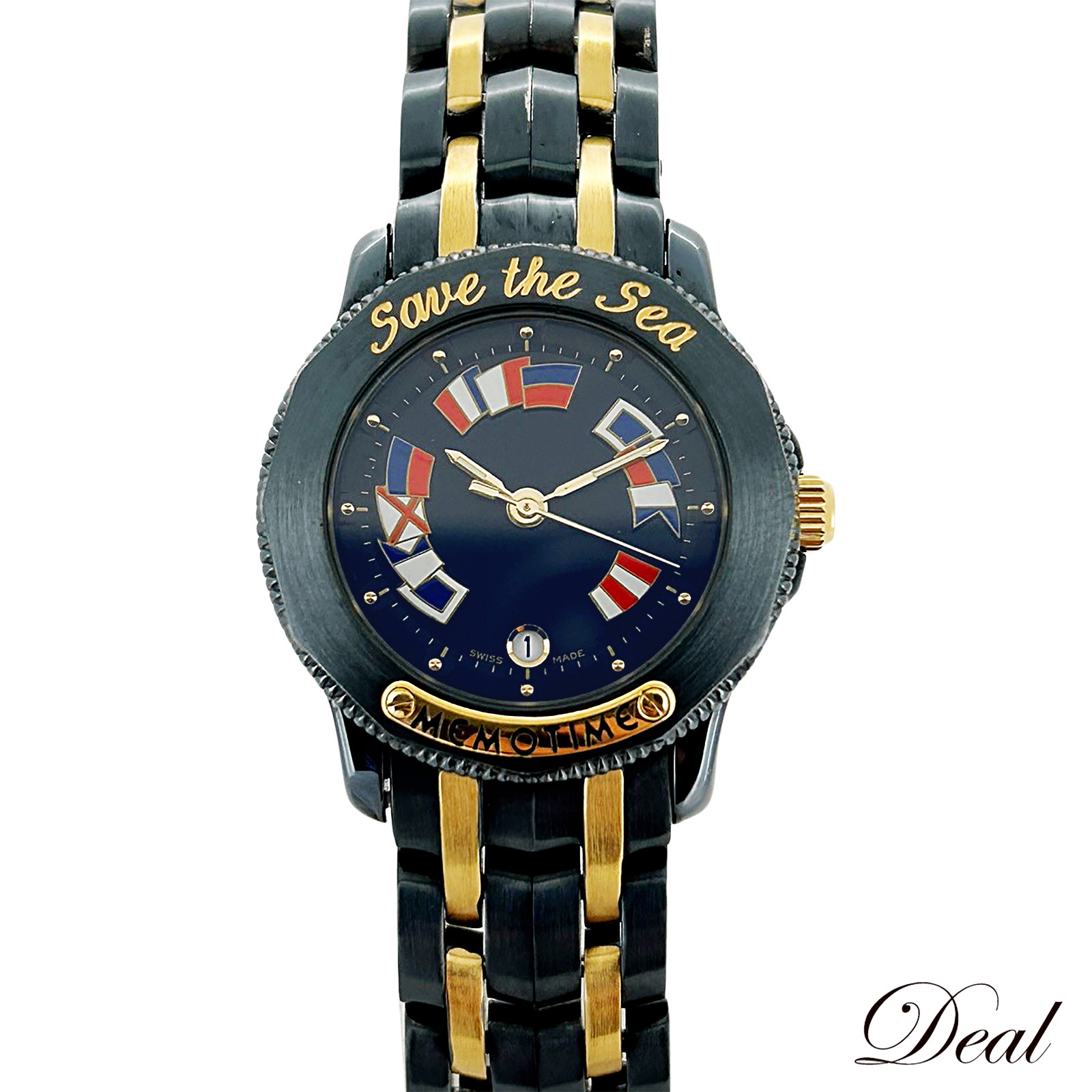 コルム アドミラルズカップ ガンブルー メモタイム Save the sea レディース 腕時計