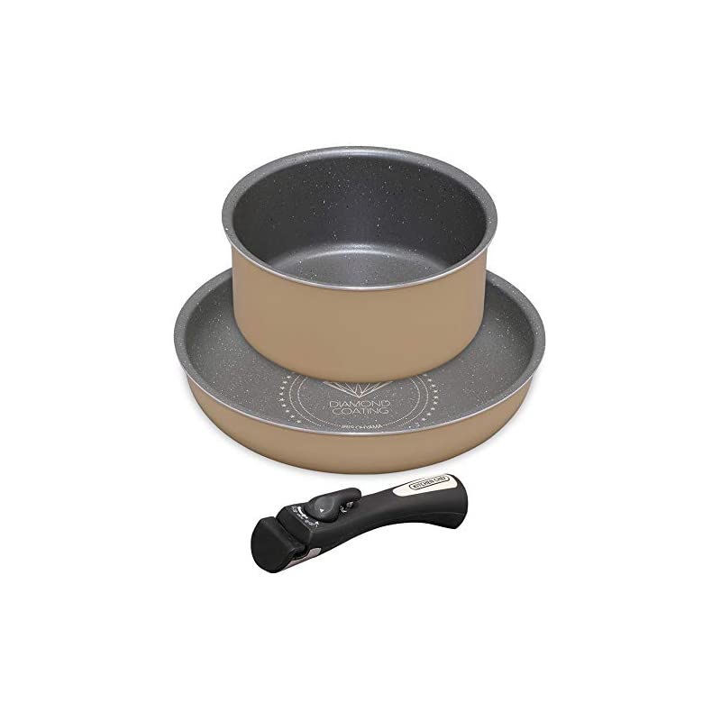 【即納】アイリスオーヤマ フライパン 鍋 セット フライパンセット 3点 ガス火専用 ガス火 軽量 お手入れ簡単 取っ手のとれる ダイヤモンドコート ダイヤモンドコートパン ベージュ/マーブル GSN