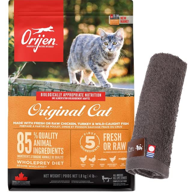 【カナダ産】Orijen(オリジン) キャットフード オリジナルキャット（旧キャット&キトゥン） 1.8kg【犬想いオリジナル今治ハンドタオルセット】【タオルカラー モカ】【正規品】