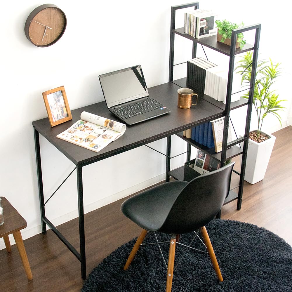 アイリスプラザ パソコンデスク デスク収納 整理 ラック付きデスク オフィス 机 PCデスク テレワーク ブラック 幅114 RTPCD-1200