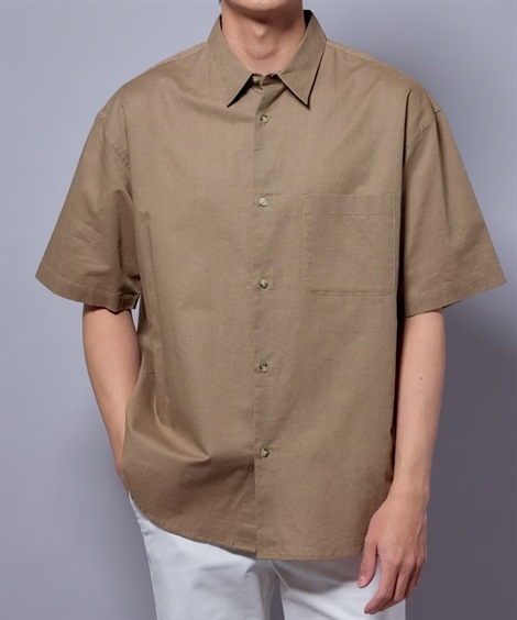 長袖シャツ オーバーサイズ麻混５分袖シャツ 大きいサイズ有