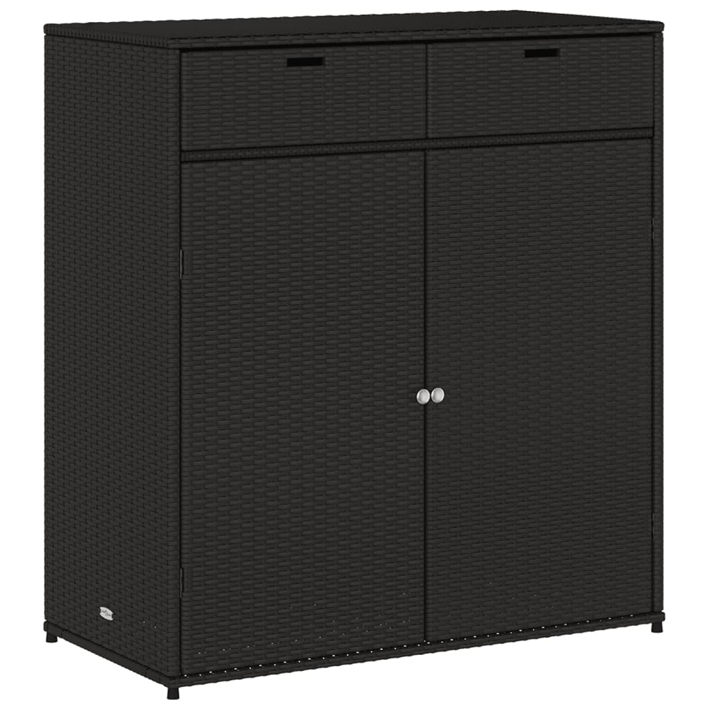 ガーデン収納キャビネット 105x55x113 cm ポリラタン製 ブラック