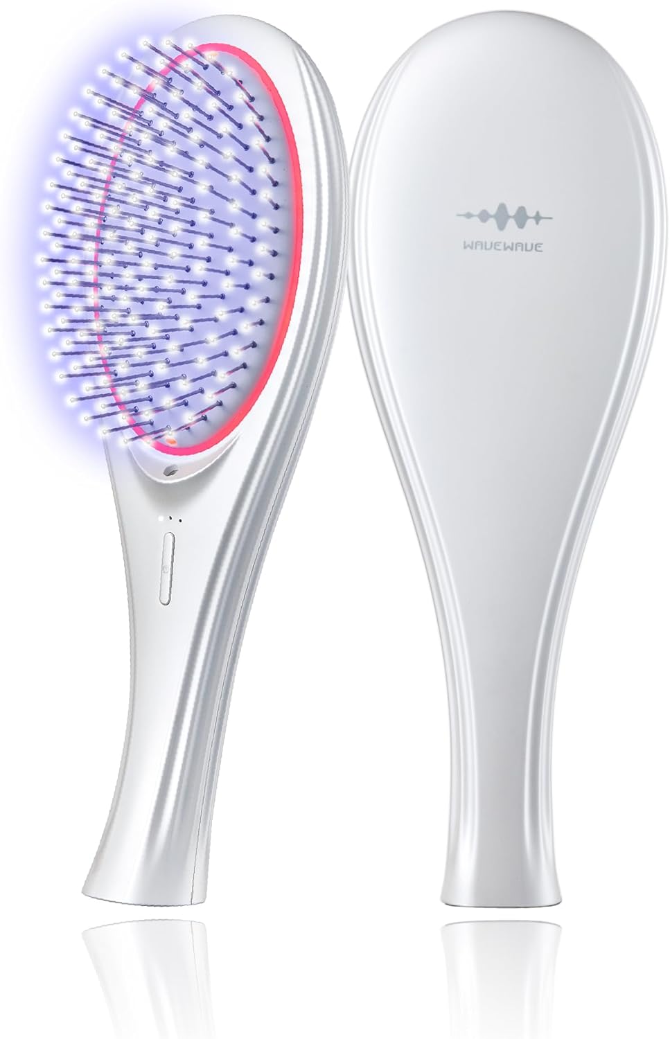 「ひるおび」にて紹介 wavewave ems ヘアブラシ 赤色LED サラサラ髪 クッションブラシ くし 誕生日 女性 妻 彼女 プレゼント (ホワイト)