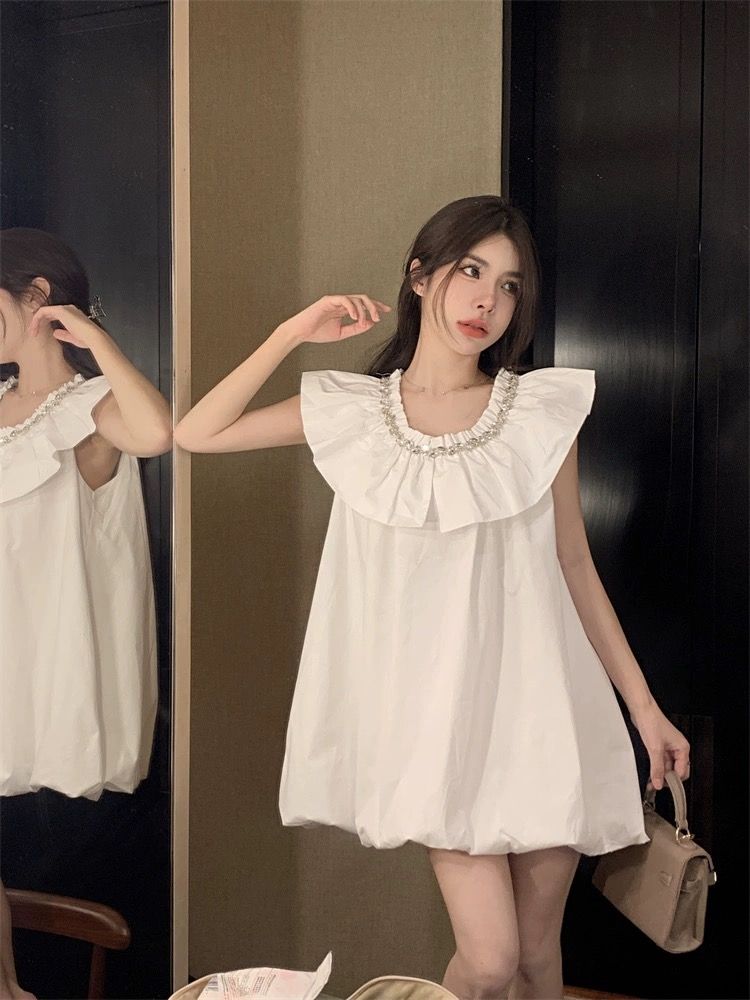 韓国ファッションノースリーブシャツTシャツ 甘いかわいいレディースファッションシャツ カジュアルTシャツワンピース