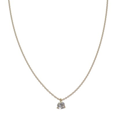 デザインジュエリー 1粒ダイヤ ネックレス K18イエローゴールド YG Au750 18金 ダイヤモンド 0.208ct レディース【Aランク】