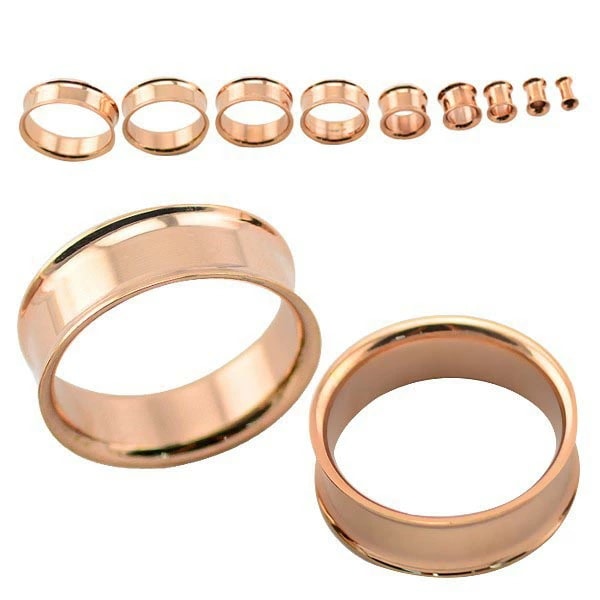 ボディピアス 22mm ピンクゴールド ダブルフレアアイレット 22ミリ ステンレス SUS316L ラージホール 定番 耳 軟骨 舌 大きい 両側が広い キャッチ不要 pg-df22xxxxxx