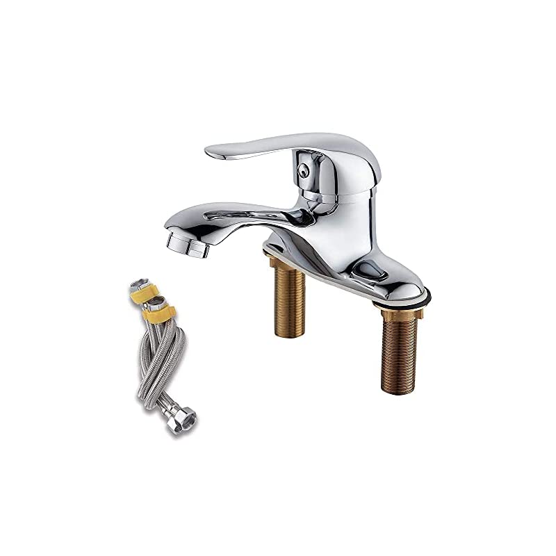 Maynosi 洗面水栓 洗面台蛇口 2穴 洗面用混合水栓 ツーホール式 浴室水栓蛇口 シングルレバー 混合水栓 手洗いボウル用 真鍮製立水栓 水栓金具 取り付けホース付 9,748円