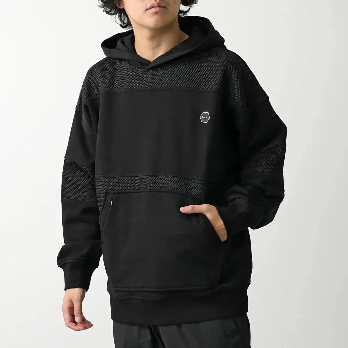 BALR. ボーラー フーディー HEXLINE BOX FIT HOODIE B1261.1124 メンズ プルオーバー パーカー スウェットシャツ メッシュ