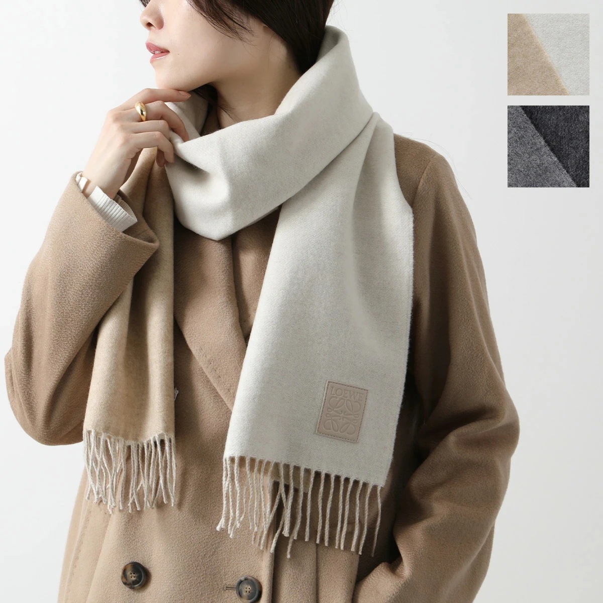 LOEWE ロエベ マフラー F811251X06 レディース アナグラム ロゴ フリンジ スカーフ カシミヤ混ウール カラー6色