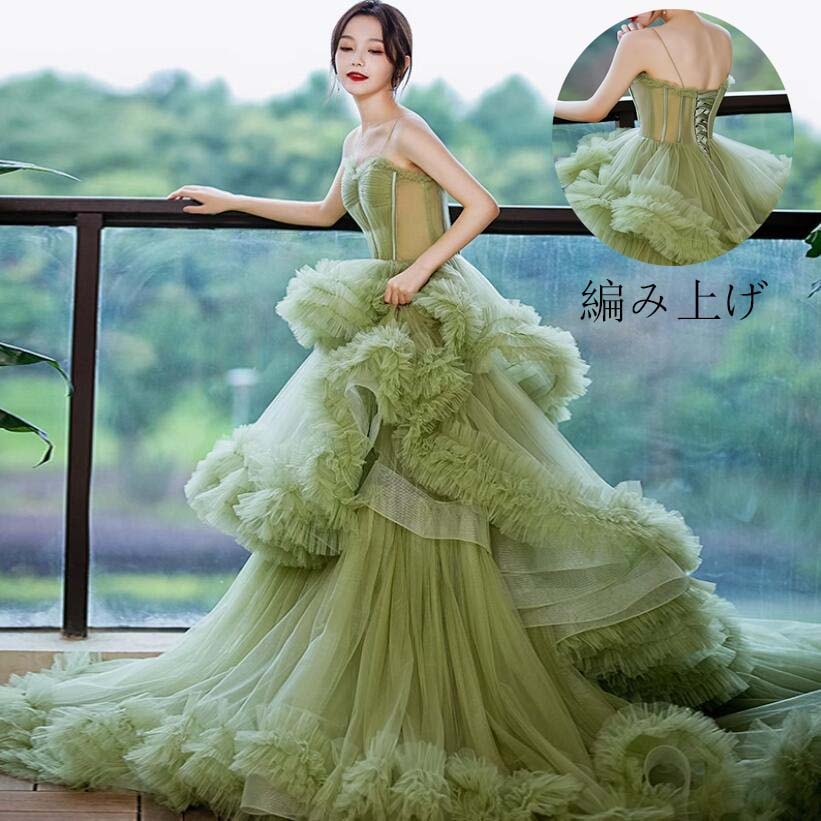 高級感 前撮り カラードレス 同窓会 イブニングドレス ロングドレス 撮影用のワンピース 花嫁ドレス 韓国風 パーティードレス お姫様ドレス ドレス セクシー 発表会 スレンダー 上品 エレガント 披