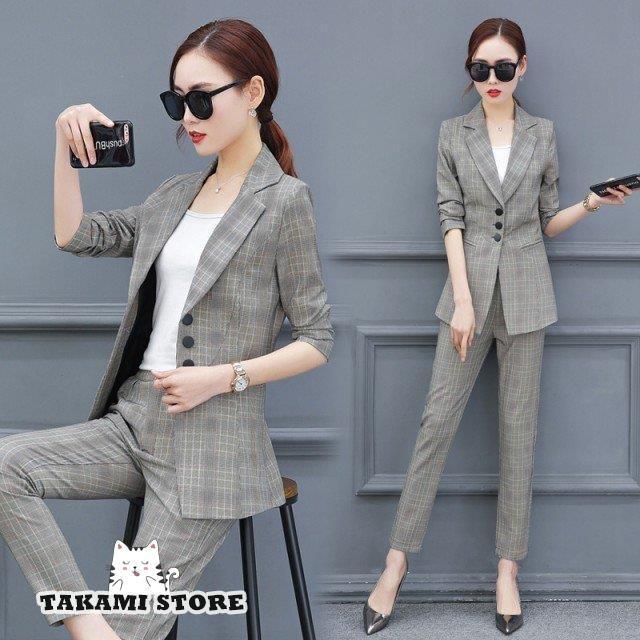 パンツスーツ レディース おしゃれ セットアップ グレンチェック スーツ レディース 大きいサイズ 3L 通勤服 オフィス 20代 30代 40代