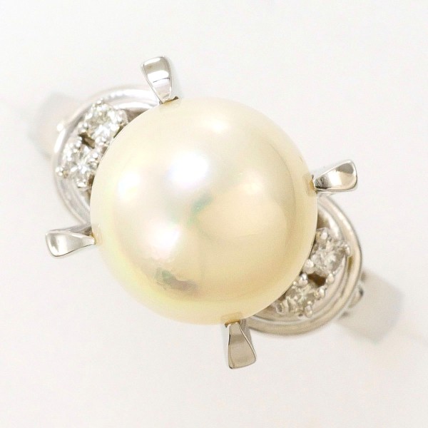 Pm900 リング 9号 パール(真珠) 約9mm ダイヤ 0.07 中古