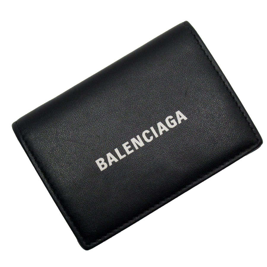バレンシアガ BALENCIAGA 三つ折り財布 レザー ブラック ユニセックス t18811g