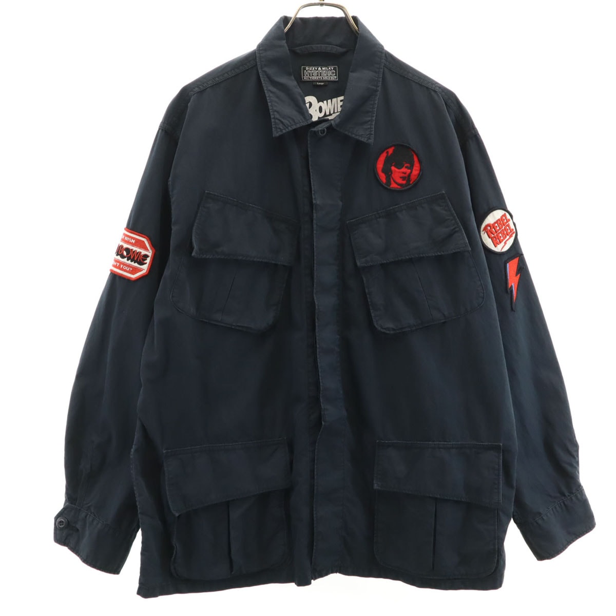 HYSTERIC ヒステリック 23ss DAVID BOWIE 日本製 ファティーグジャケット L ネイビー 02231AB13 メンズ 古着
