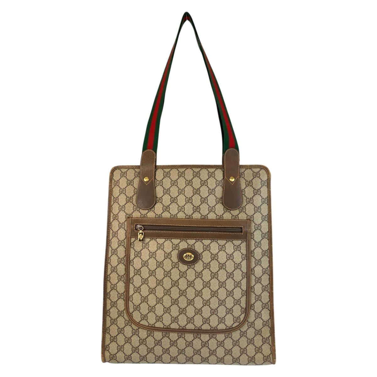 ヴィンテージ シェリーライン オールドグッチ ベージュ ブラウン ゴールド金具 GGスプリームキャンバス/レザー 89 02 092 トートバッグ ショルダーバッグ レディース 505088
