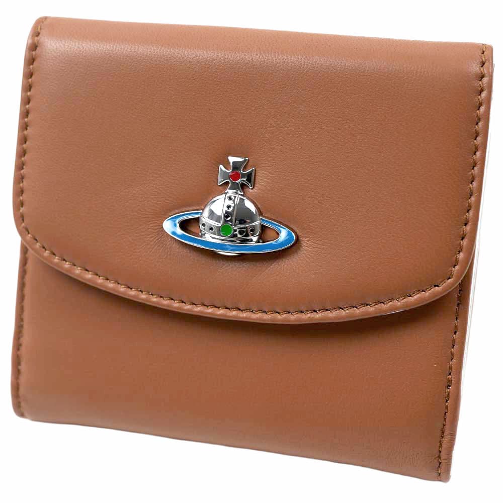 ヴィヴィアンウエストウッド 財布 二つ折り財布 レディース ナッパレザー タン/シルバー Vivienne Westwood Small Wallet NAPPA LEATHER TAN/SILVER