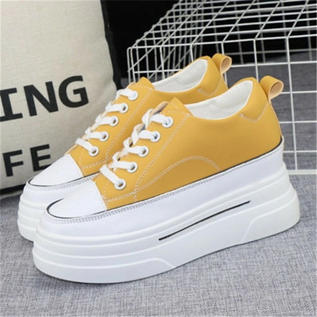 レッド/イエロー 8cmヒール　レディーススニーカー　インヒール　厚底　ローカット　カジュアル　レディース　スニーカー　女の子　運動　靴　シューズ　女性　春 夏 秋 冬　新作