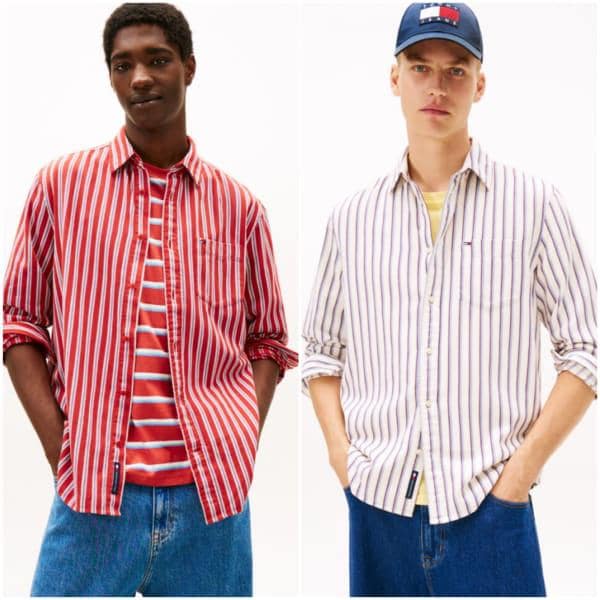 メンズ リラックス ストライプ ツイル シャツ T32G0WSH10TMT1 TOMMY JEANS