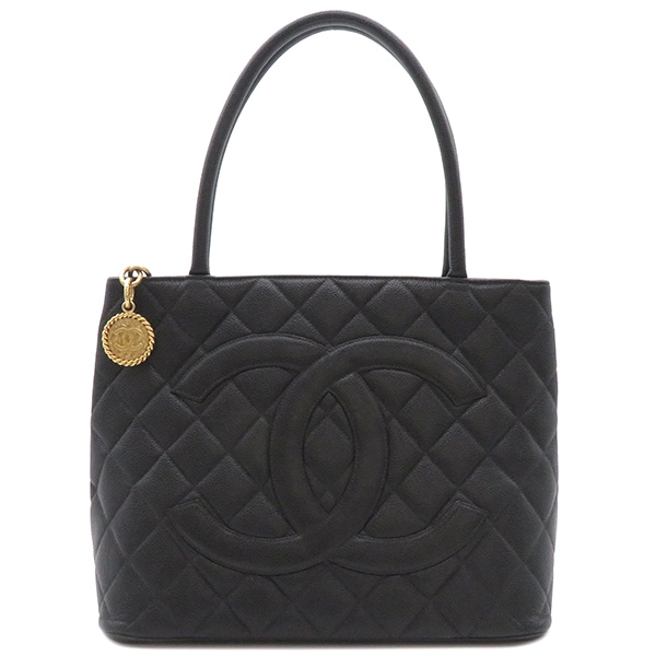 シャネル CHANEL トートバッグ 復刻トート キャビアスキン ブラック ゴールド金具 黒 ココマーク ヴィンテージ 6****** 【保存袋】【中古】