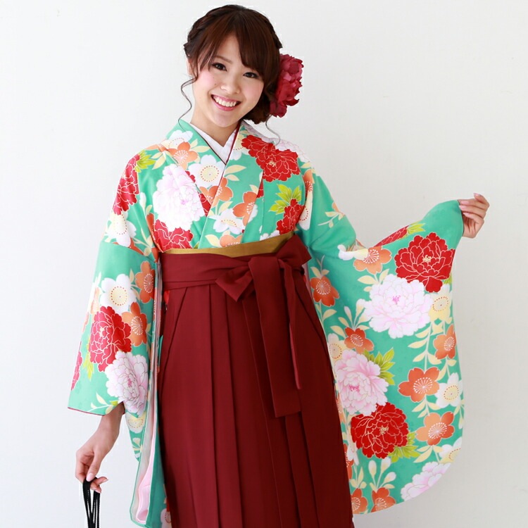 レンタル卒業式 袴 レンタル 女 袴セット 女 卒業式袴セット2尺袖着物＆袴 フルセットレンタル 安い ハカマ はかま rental