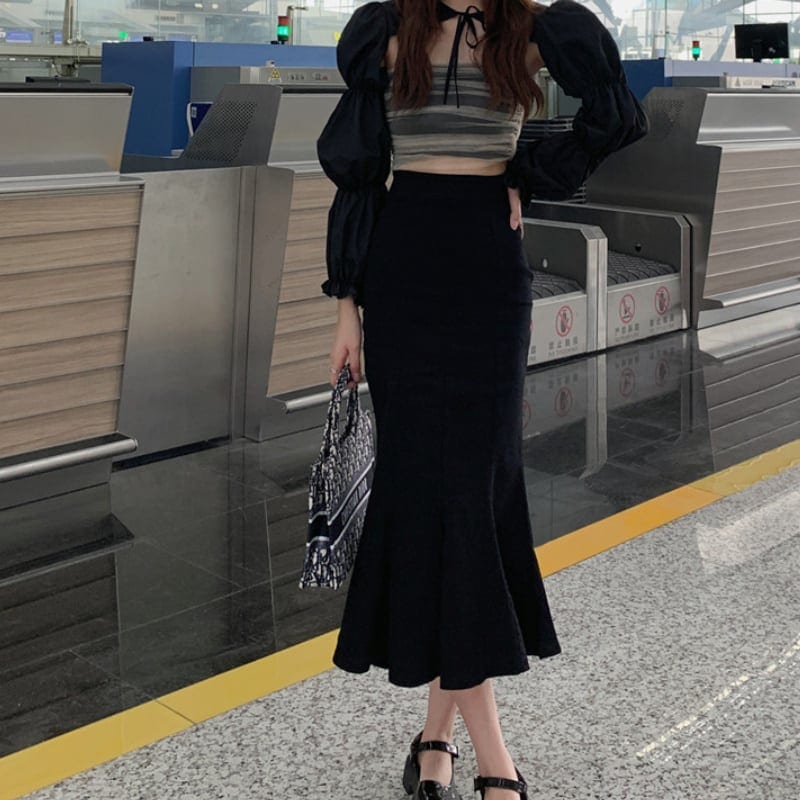 レディース ボトムス ロング丈 マーメイド ゆったり ラフ ルーズ 大人女子 大人ガーリー