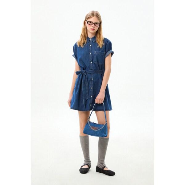 女性シャンブレーシャツ ミニワンピース T32G1NOP13TWT2 TOMMY JEANS