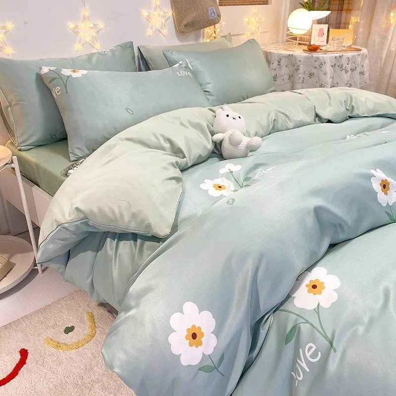 /ボックスシーツ アイスシルク4点セットベッドシーツ+布団カバー+枕カバー 人气新作夏 掛け布団カバー