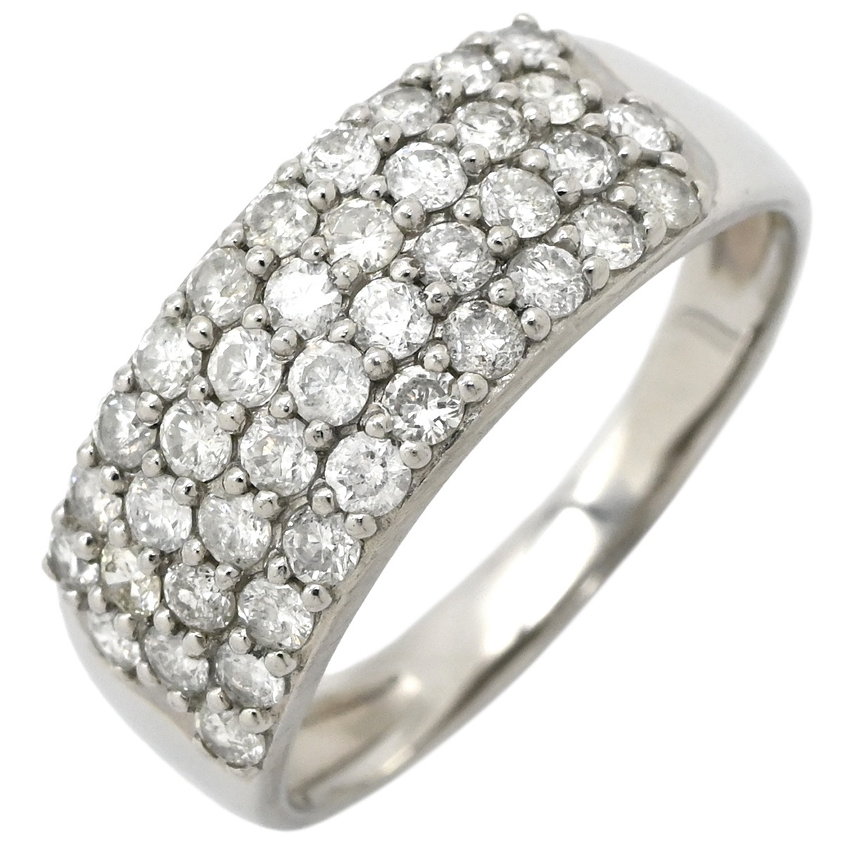 リング 指輪 ダイヤモンド 1.0ct プラチナシルバー パヴェダイヤ メレ プラチナ900 14号【中古】