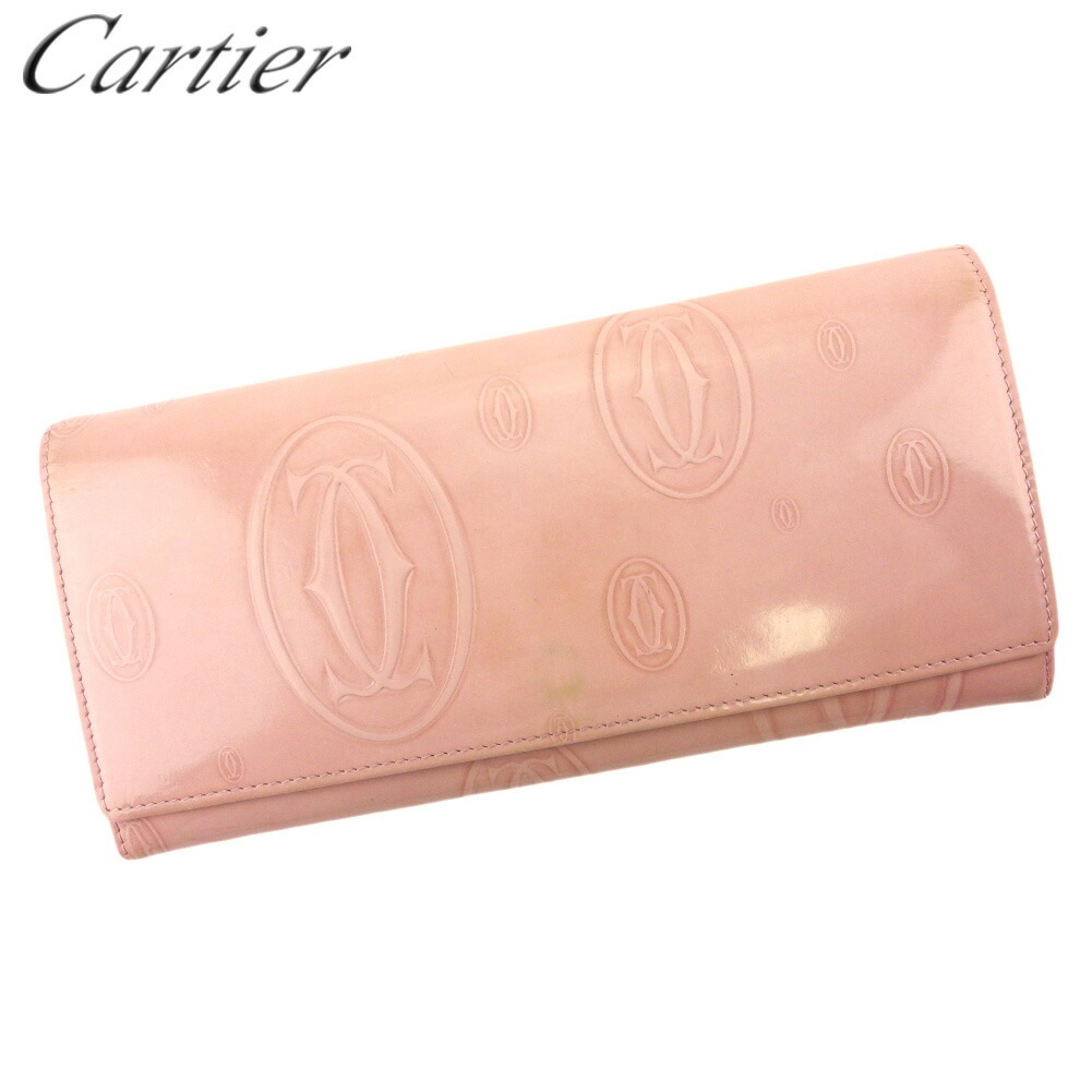 長財布 ファスナー付き 財布 ハッピーバースデー レディース ピンク シルバー 中古