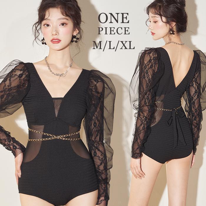 チェーンロール レディース 水着レディース 可愛い 体型カバー ワンピース レースショルダー ワンピース水着 おしゃれ 可愛い 洋服みたいな水着 水着 エアリー