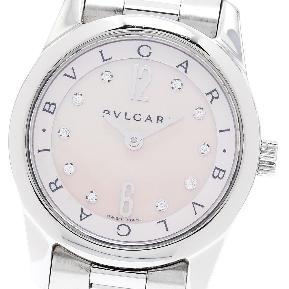 ブルガリ BVLGARI ST30S ソロテンポ 10Pダイヤ ピンクシェル クォーツ レディース _849151【中古】