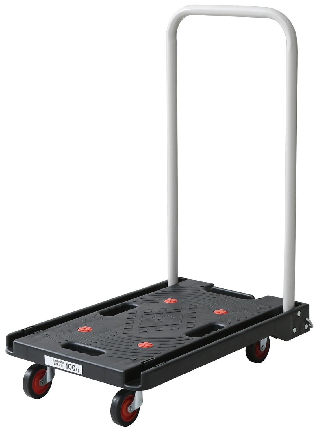 台車 静音キャスター 38×62cm 積載荷重100kg すべり防止ゴム(4カ所) ブレーキ付き 折りたたみ 軽量 コンパクト YSF-6040B(BK) ブラック