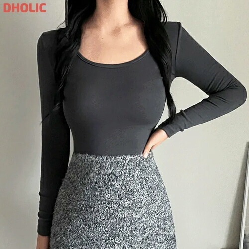 裏起毛Uネック長袖Tシャツ