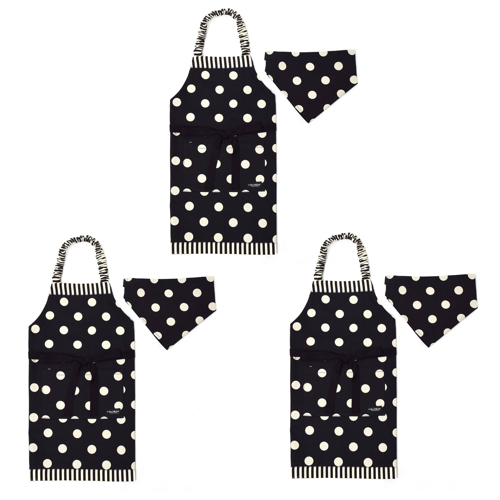 COLORFUL CANDY STYLE decor PolkaDot エプロン 100-120サイズ polka dot large(twillblack)×narrow stripe(twill