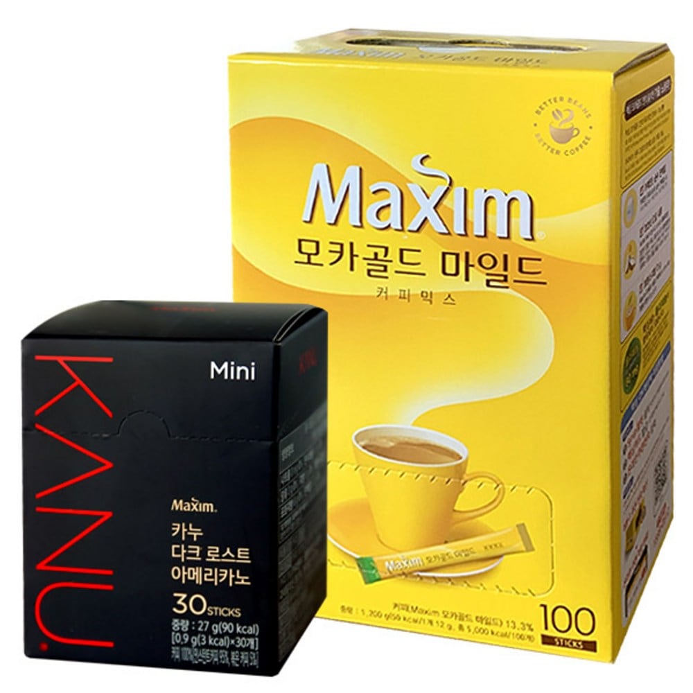 マキシム モカゴールド マイルド コーヒーミックス 100個+カヌー ダークロースト アメリカン ミニ 30セット maxim kanu コーヒー