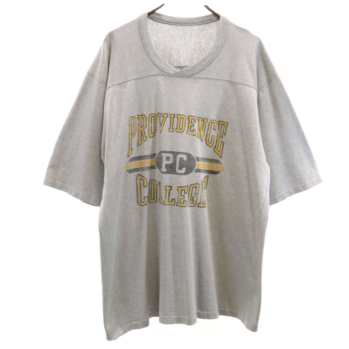 VINTAGE ヴィンテージ 80s カレッジ 半袖 フットボール シャツ グレー シングルステッチ メンズ 古着