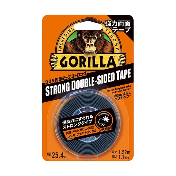 （まとめ）呉工業 KURE ゴリラ 両面テープ ストロング 25.4mmx1.52m 1巻[x5]