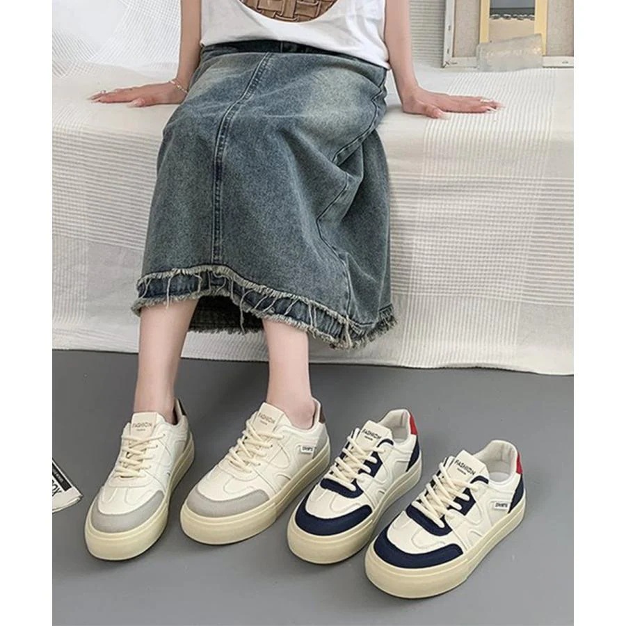 厚底スニーカー レースアップローカット靴 楽ちん！フラットパンプス 4,150円