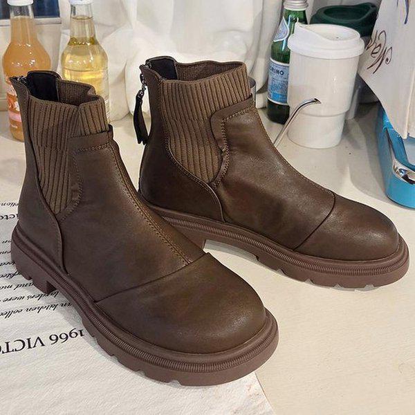 女性アンクルブーツ ニットコンビ ショートブーツ