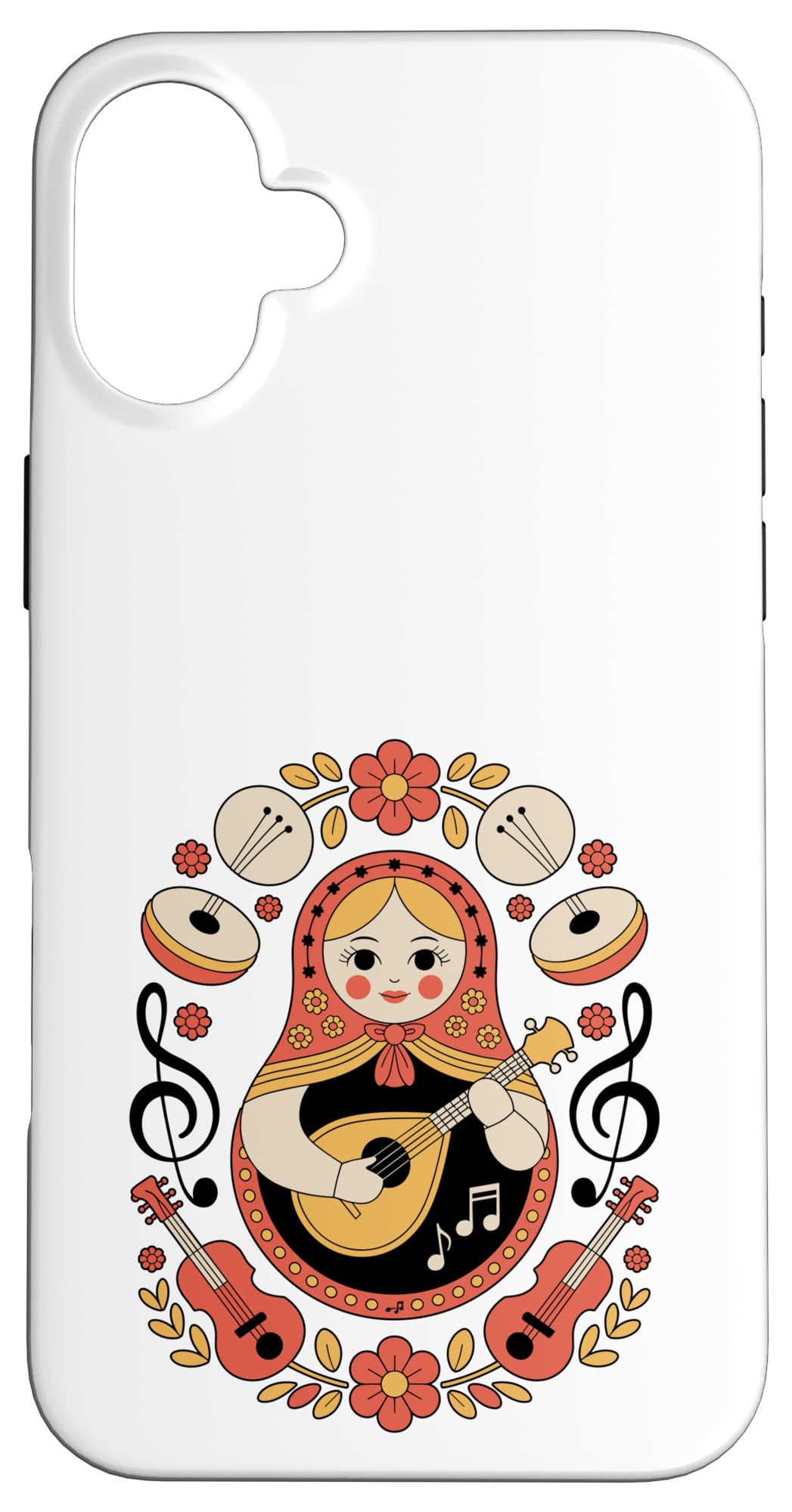 ロシア文化 ホフロマ 人形 マトロスカ 楽器 スマホケース iPhone 16 Plus 用