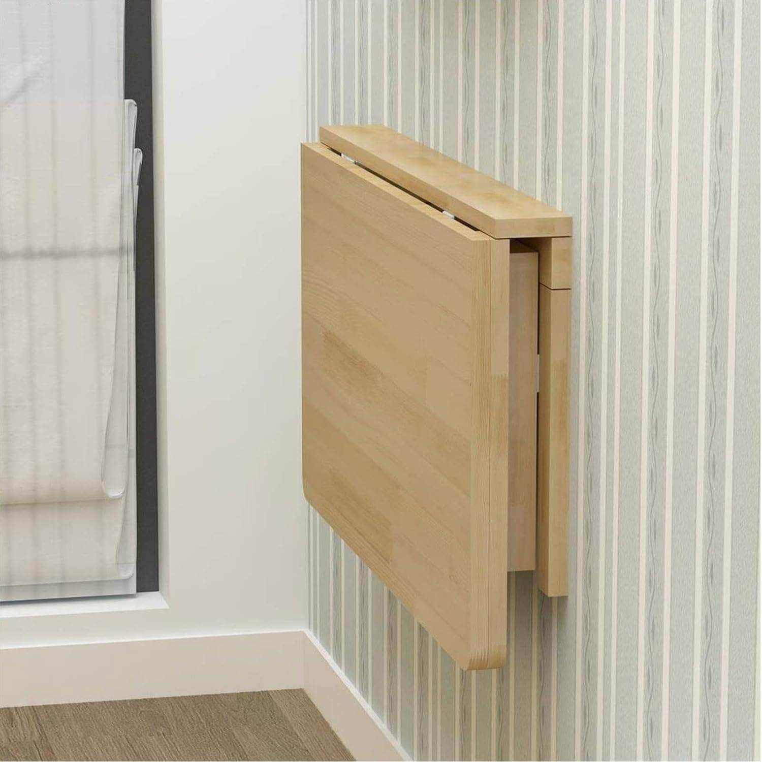 壁掛け式ドロップリーフテーブル - 省スペース折りたたみデスク書斎寝室浴室ランドリールームに最適 - 折りたたみ式ワークテーブルコンパクトデザイン (L100xW40cm/L39xW15.7