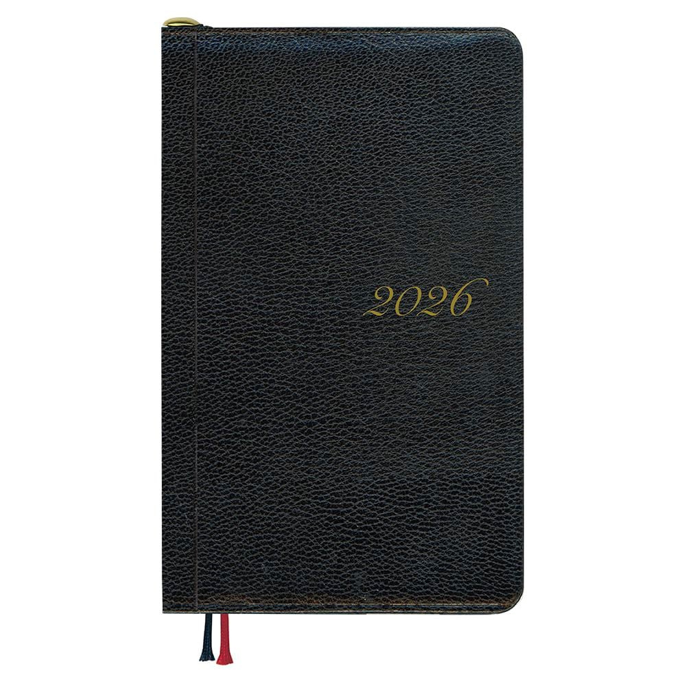 （まとめ買い）ダイゴー 手帳 2026年 アポイントプレミアム 1週間＋横罫 鉛筆付き 本革 手帳（ミニ）サイズ ブラック E8218 [x3]