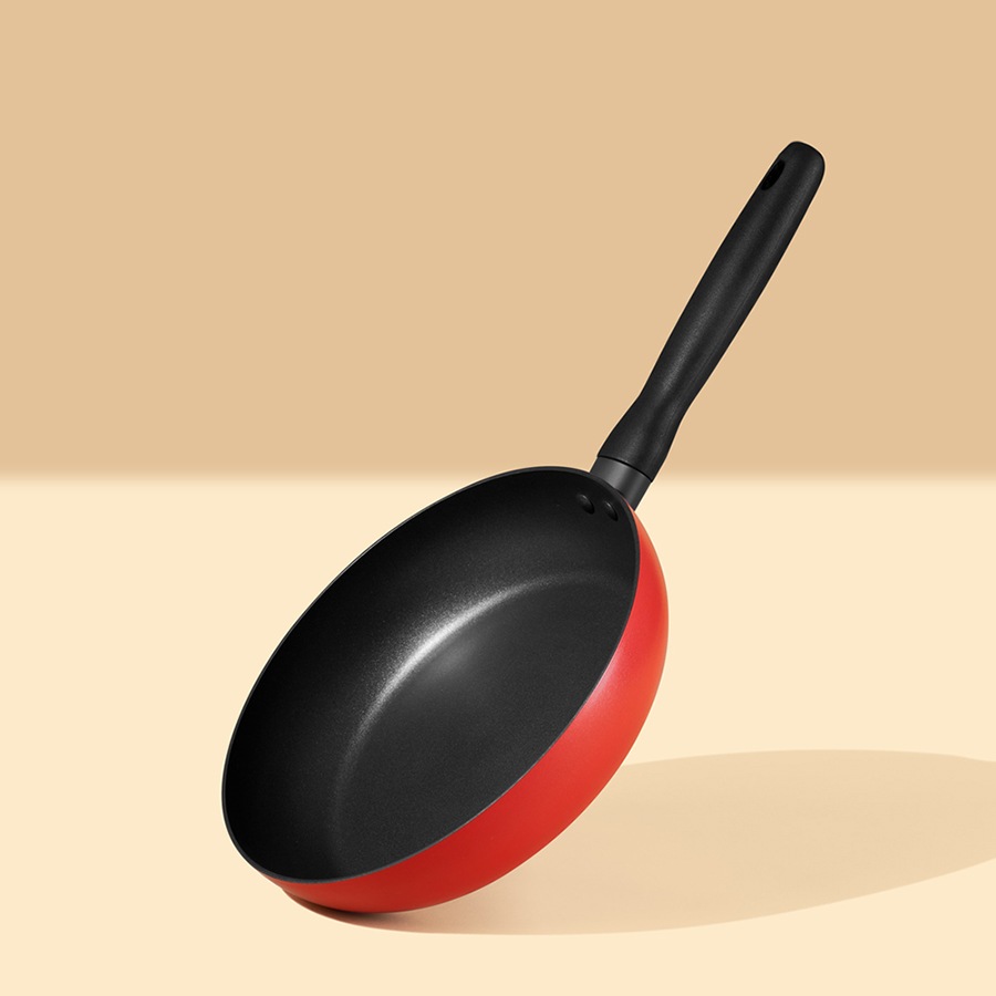 バウハウス IH IH対応 ノンスティックフライパン (24cm) 食器洗い機・オーブン対応 PFOAフリー レッド