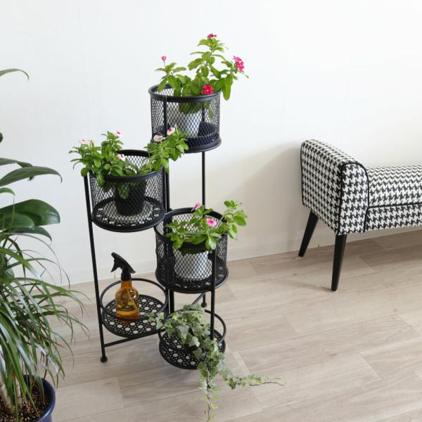 棚 ラック ヴィンテージ おしゃれ 白 かわいい アンティーク 花台 コーナー プランターポッド フラワースタンド ボタニカル 完成品 アイアン